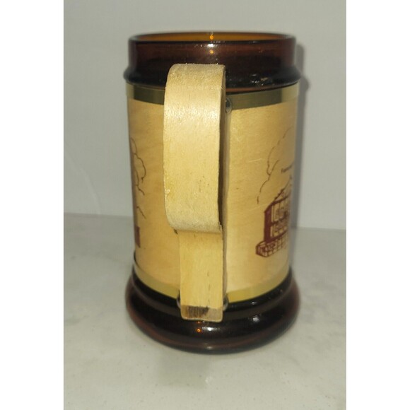 Vintage 70s BOSTON MA Amber Glass & Wood Souvenir/Collector’s Beer Stein Mug EUC - Picture 4 of 5